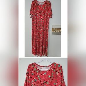 LuLaRoe Maria (?) Red Maxi SS Plus 3XL